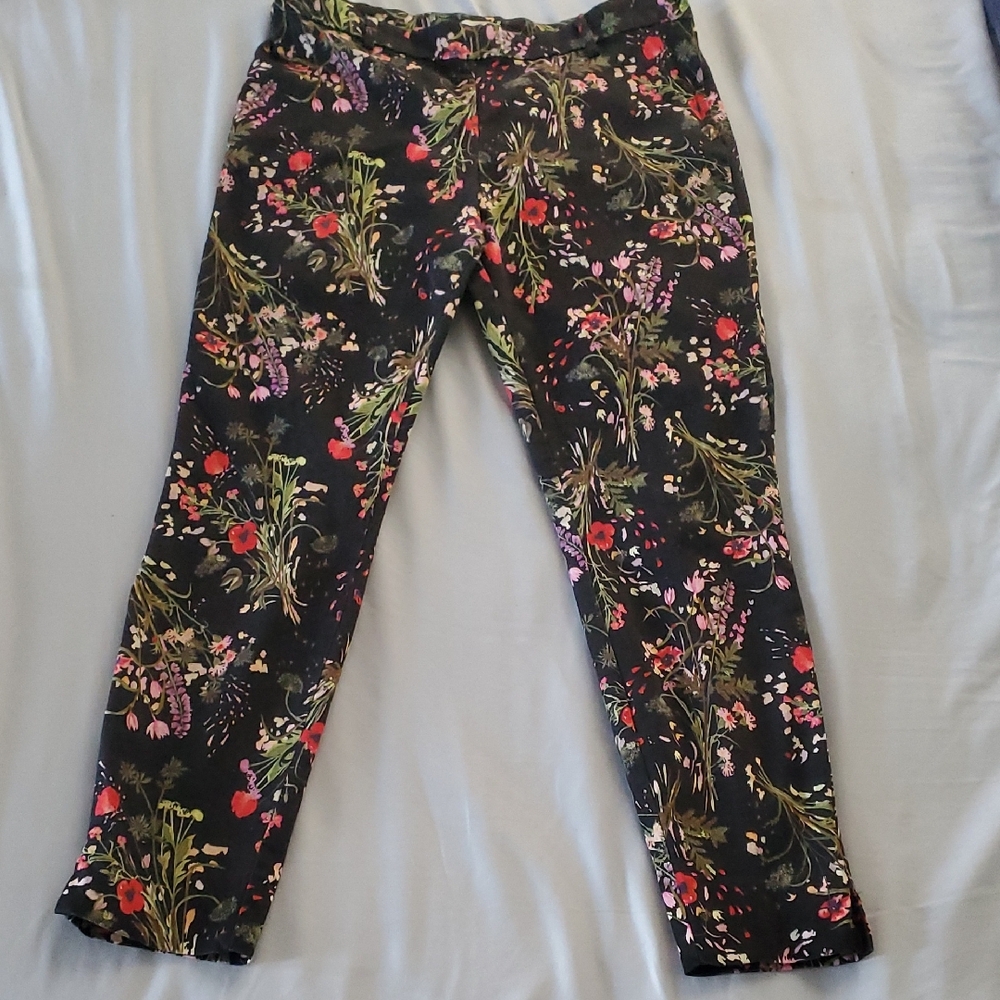 H & M Womens Floral Ankle Length Pants, Size 12